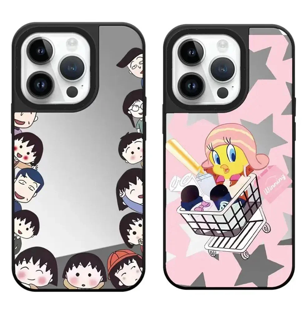 

Cartoon Family Mirror Phone Case Cover for iPhone 11 12 13 14 15 Pro Max Case for iPhone 15 Pro Max