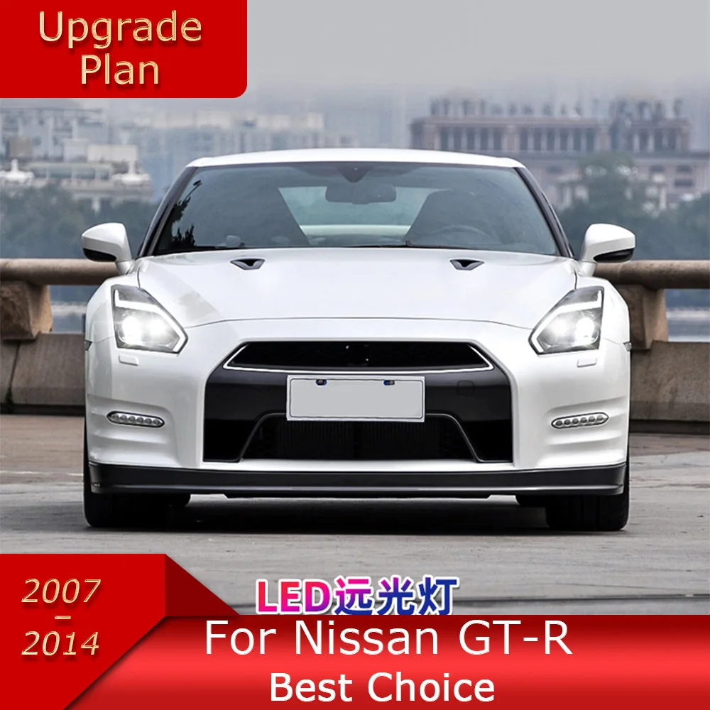 Car Lights for Nissan GTR 2007-2014 GT-R R35 LED Auto Headlight Assembly Upgrade Bifocal Lens Dynamic Signal Lamp Accessories