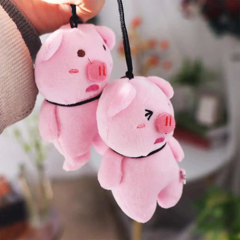 Stuffed Animals Hanging Pig Keychain Crooked Head Bag Charms Piggy Stuffed Doll Pink Little Pig Cartoon Pig Pendant Bag Decor