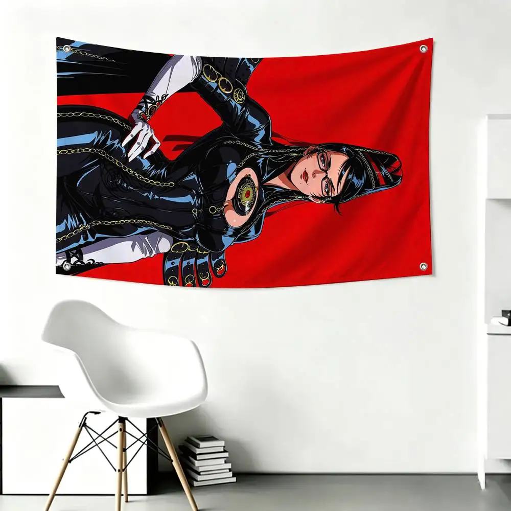 Game B-Bayonetta Flags Wall Hanging Tapestry Outdoor Garage Room Decorative flag Background Blanket