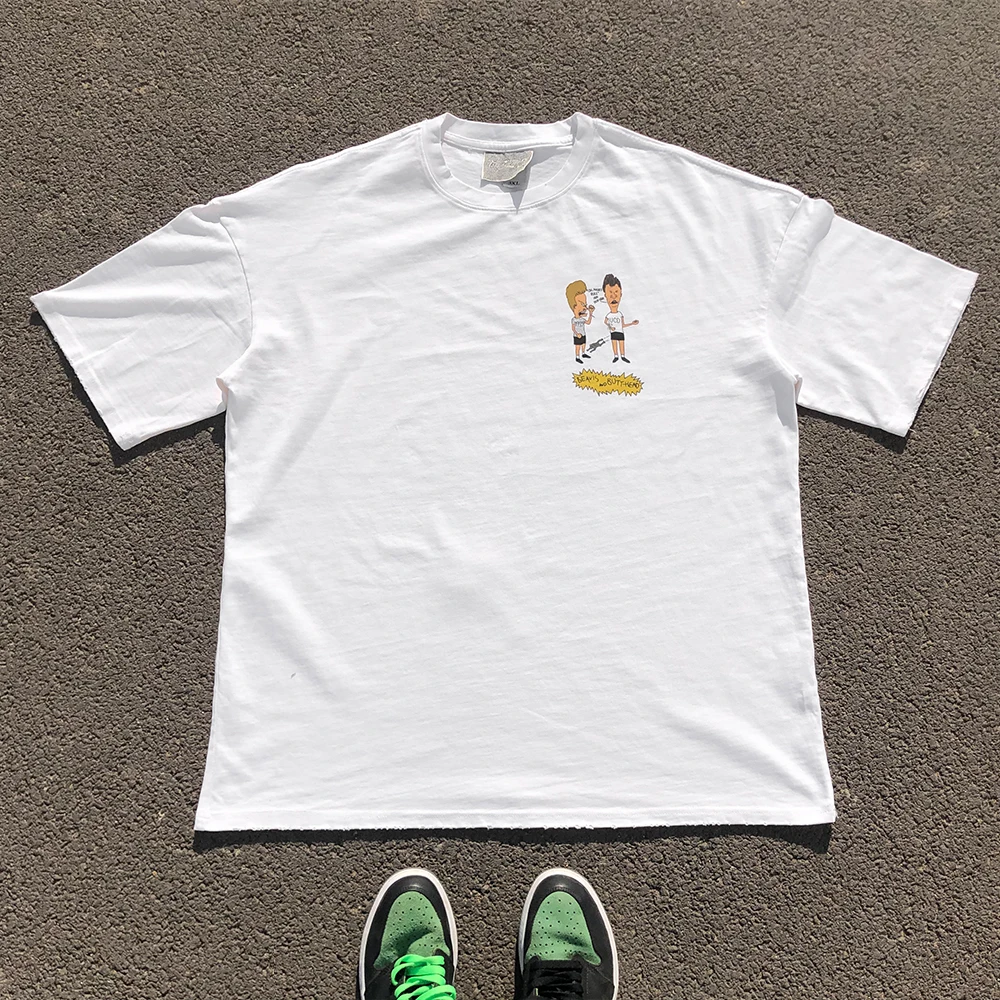 Wang Studio 220G Breathable Short Sleeve T-Shirt Fun Anime Cartoon Pictures Shoulder Version Tshirt Casual Wear for Men