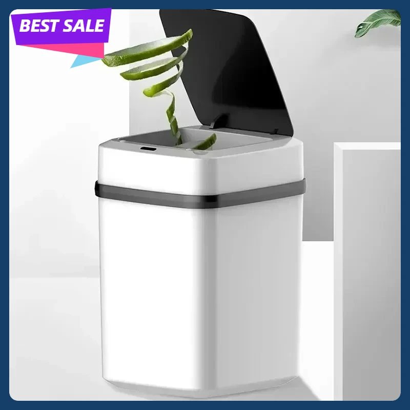 Bote de basura con sensor para baño, bote de basura de cocina, gran capacidad de 13 L, bote de basura inteligente para baño, bote de basura inteligente totalmente automático.
