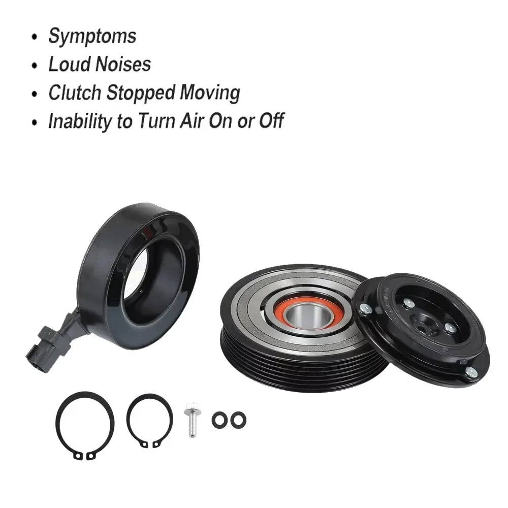 68294506AC, 68084274AB Zestaw sprzęgła kompresora klimatyzacji, cewka, koło pasowe pasuje do Jeep Wrangler 2012-2018 6 cyl. 3.6L, czarny