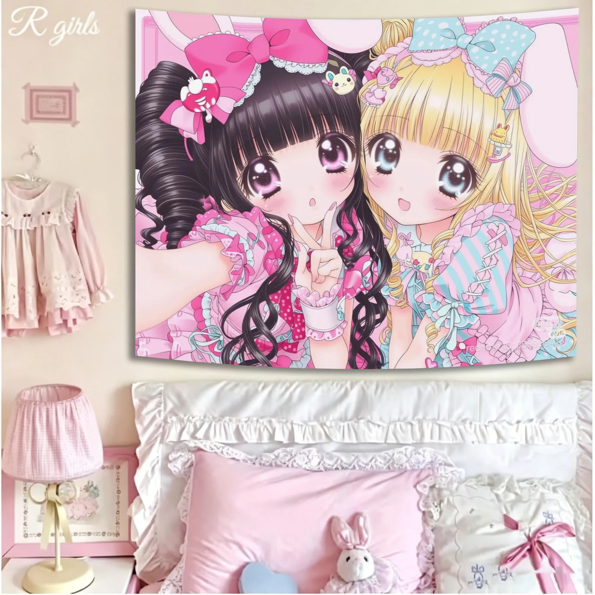 Gyaru Lolita Tapestry Moe Girls Kawaii Anime Girls Tapestry Room Dormitory Tapestry Wall Decoration Poster Tapestry Room Stuff