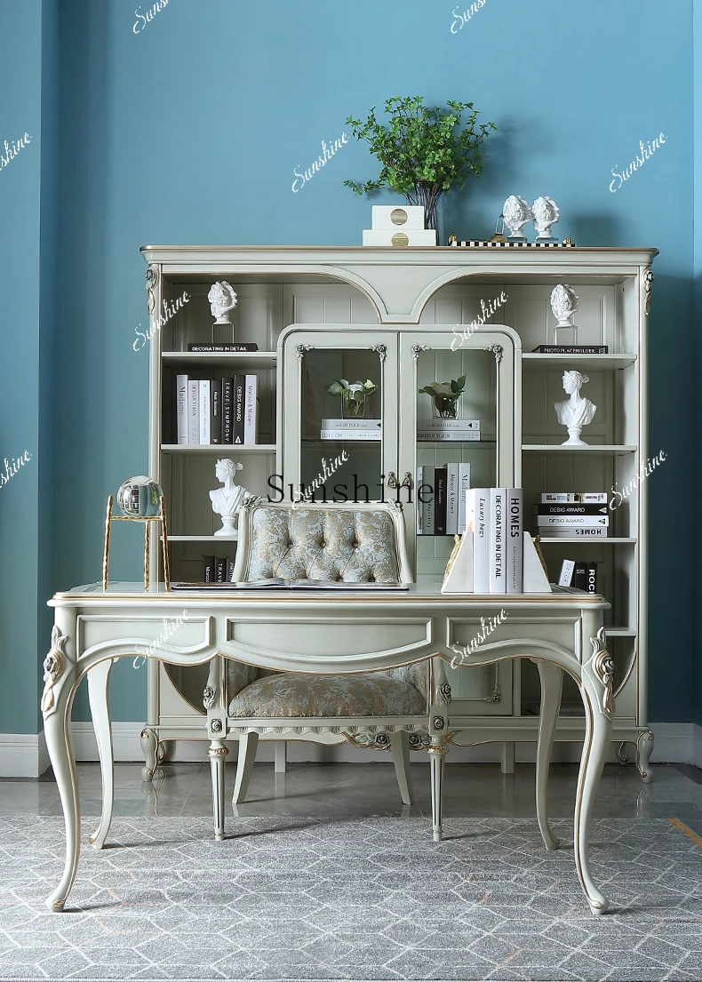 

French light luxury study all solid wood calligraphy/computer/boss desk EF3 FT