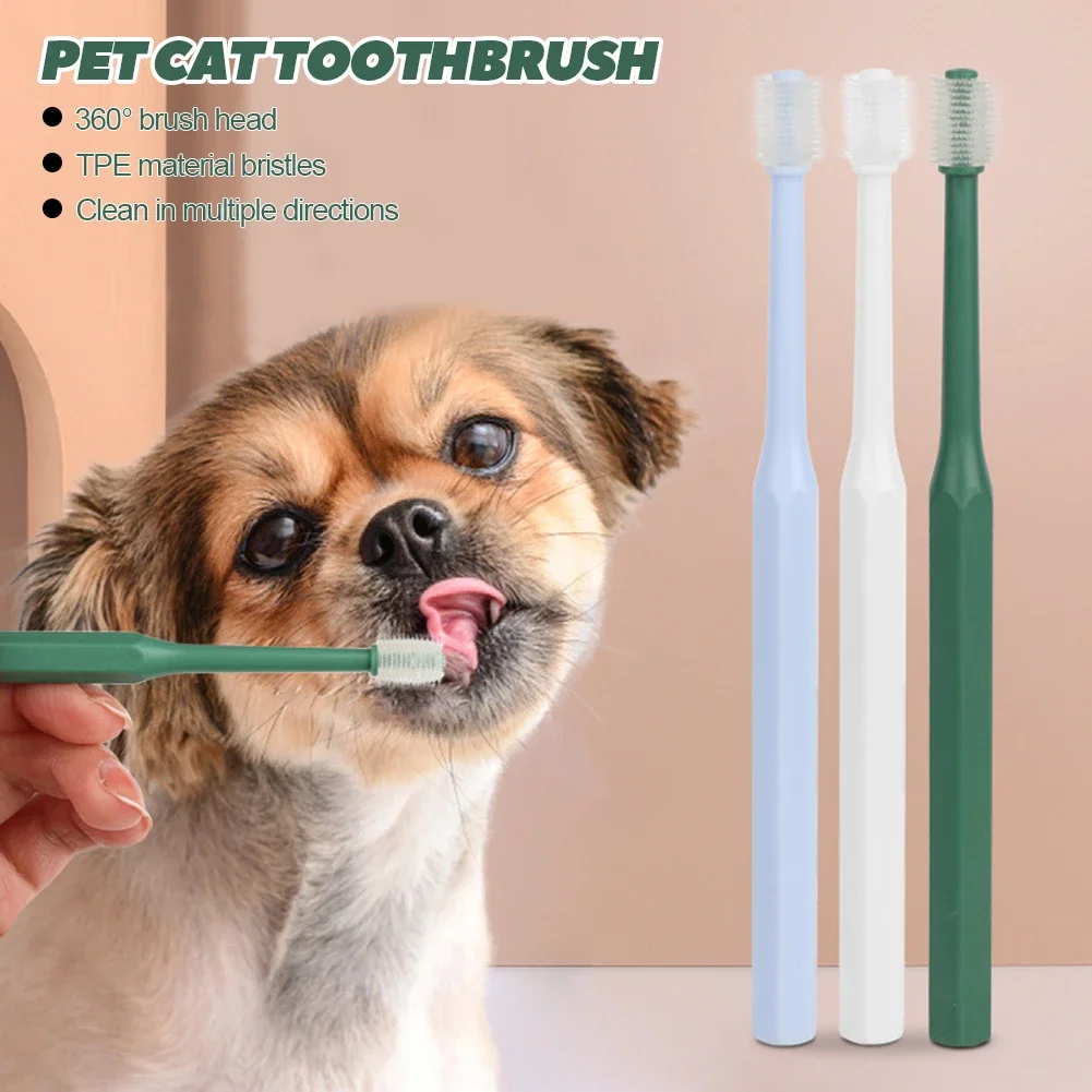 Pet Cat Toothbrush Super Soft Nylon Bristles Tooth Brush 360 Degree Oral Cleaning&Cat Face Blackhead Cleaning Cat Acne Brush