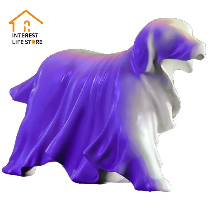 

Noctilucent Ghost Dog Statue Halloween Decoration Resin Ornament Crafts Anti Fading Festival Party Decoration Gift for Friends