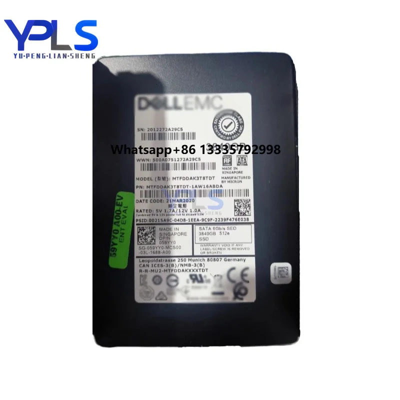 

For Dell 059YY0 Micron MTFDDAK3T8TDT-1AW16ABDA 3.84TB 2.5" 6Gbps Mixed Use SATA SSD 59YY0