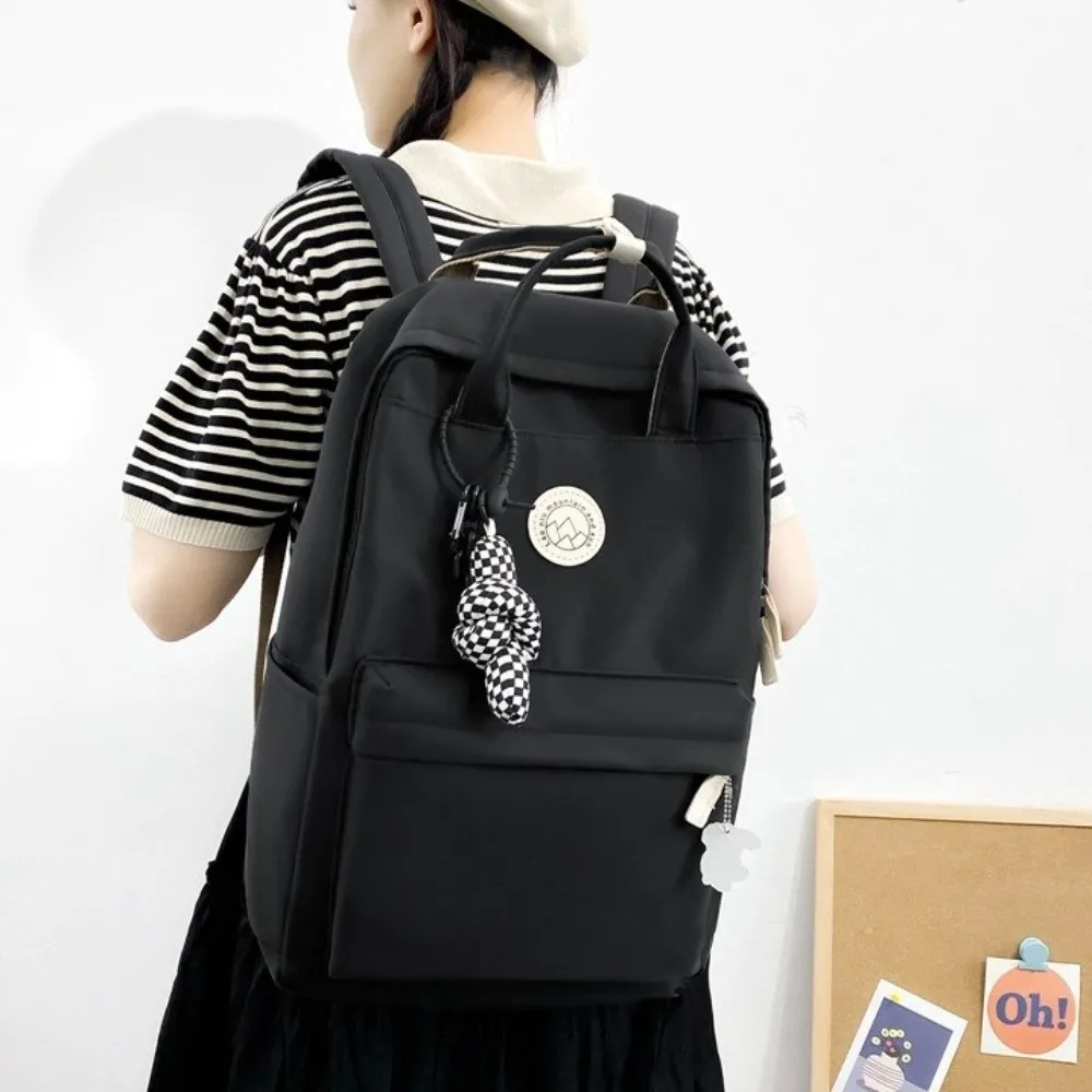 

Lightweight Waterproof Women Backpack Large Capacity Solid Color School Bag Ergonomic Nylon Travel Backpack For Teenagers