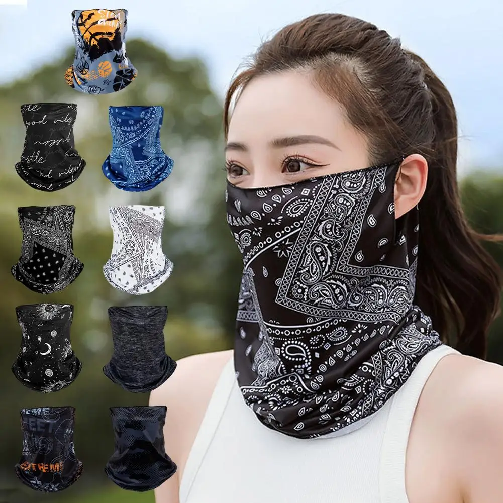 Cycling Sun Protection Half-Face Neck Guard Mask,Fishing Breathable Sun Hanging Mask Ear Mesh Design K7Y9