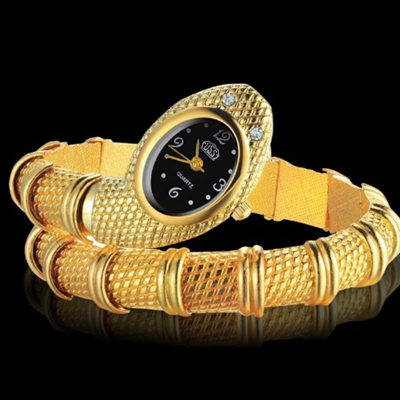 

Hot Selling Unique Fashion Luxury Silver Gold Watch Women Serpentine Bracelet Watch Crystal Women's Watch