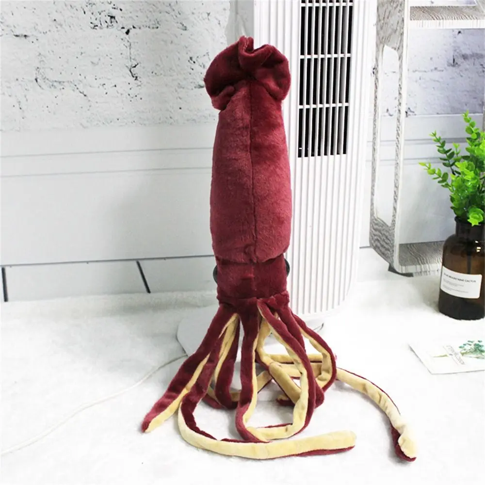 Sea Animal Squid Plush Toys Stuffed Animal Simulation Cuttlefish Plush Dolls Wine Red Soft Squid Stuffed Toys Birthday Gifts