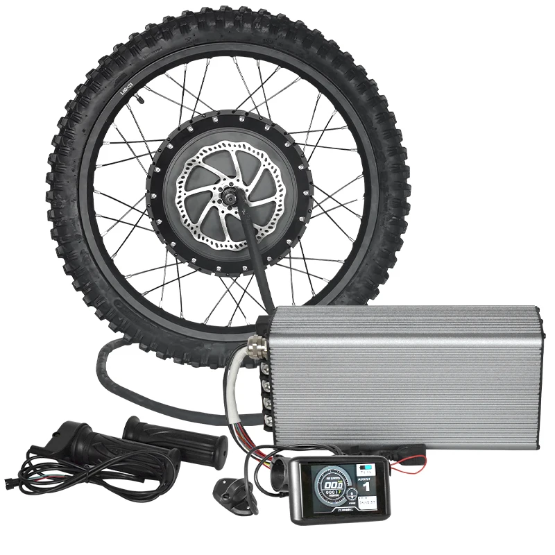 19 to 24 inch wheel 72v 60v dc hub motor 10000w 12000w electric motorcycle conversion kit with battery and disc brake