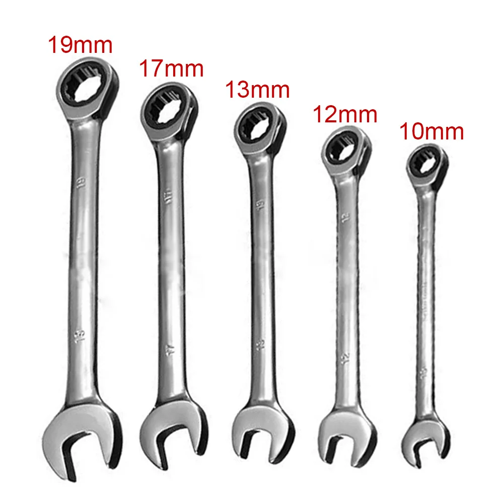 1/5pcs Steel Ratchet Spanner Combination Wrench Keys Skate Tool Gear Ring Wrench Ratchet 6-32mm