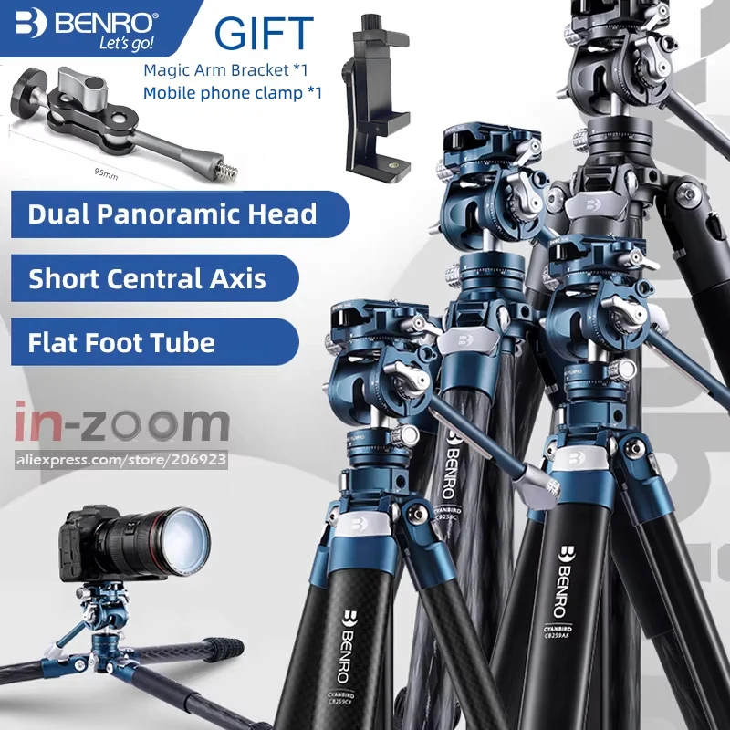 Benro cyanbird azul pássaro tripé de fibra de carbono cb259afk/cfk/258 câmera slr suporte cabeça de alumínio micro alça única segurar com fs20pro