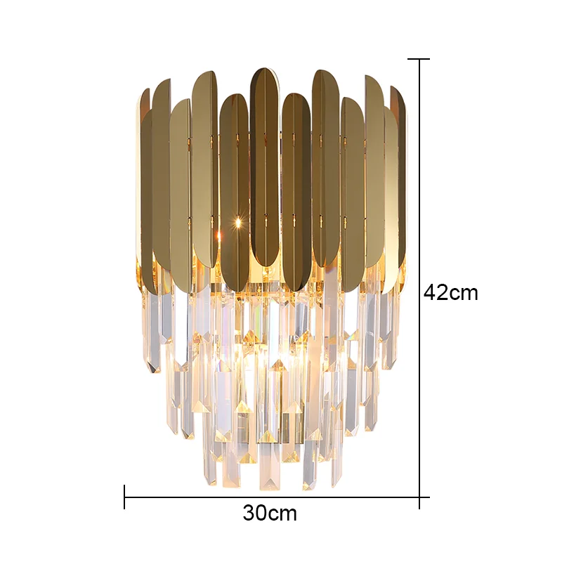 Modern Luxury Gold Crystal Wall Lamp LED For Living Room Bedroom Decoration   Home Indoor Lighting Sets Fixtures