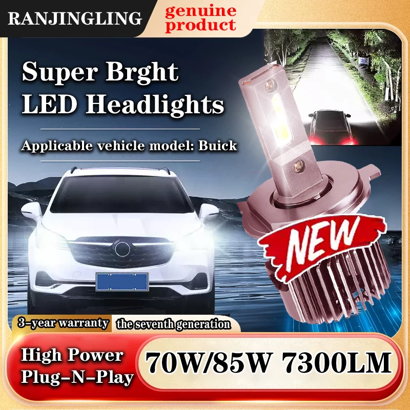 

RANJINGLING Светодиодные лазерные фары седьмого поколения 70 Вт/85 Вт Белый свет Бесшумный Подходит для автомобильных фар Buick
