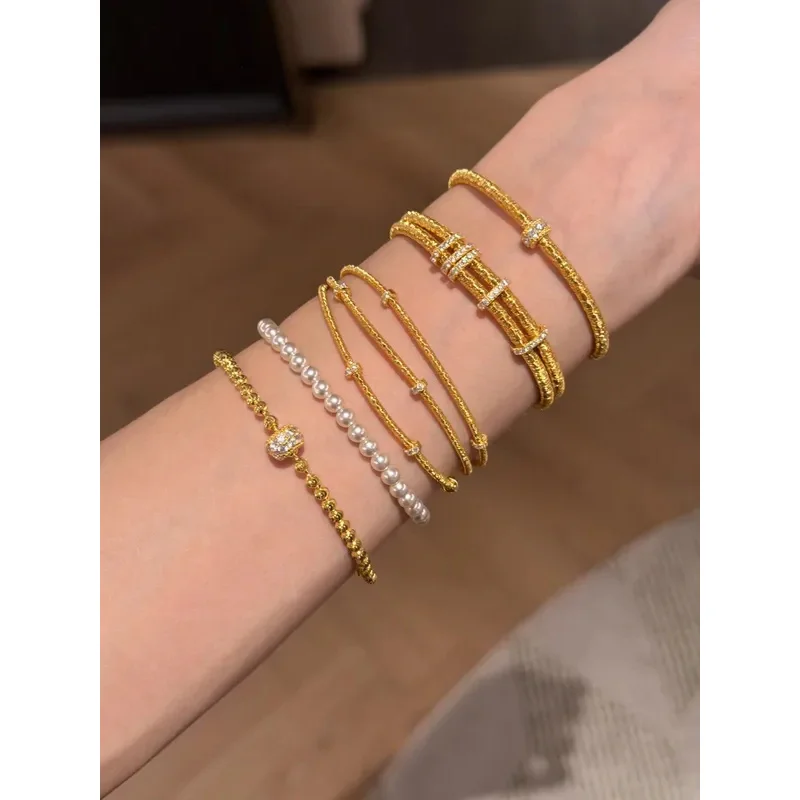 

2026 S925 Sterling Silver Italian Gold String Braided Bracelet, Heavy Gold Plated ROBO