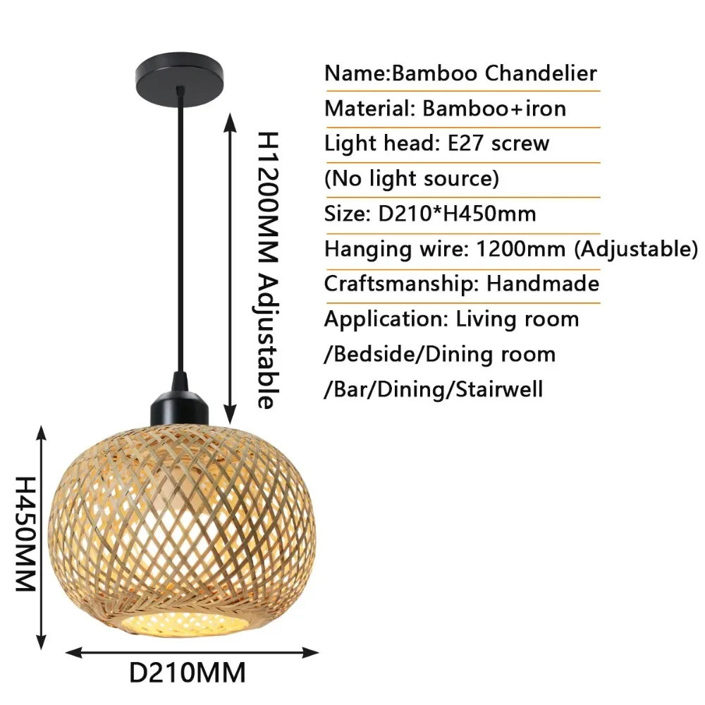 Imagem -06 - Abajur de Bambu Led Lâmpada Pingente Lustres de Teto de Vime de Rattan Natural Mão Tecido Luminárias Pendurado Luz