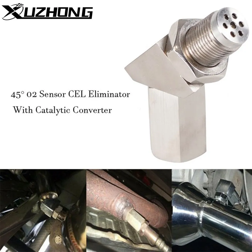 High quality 45 Degree O2 Oxygen Sensor P0420 P0430 Adapter Extender Spacer CEL Eliminator With Catalytic Converter