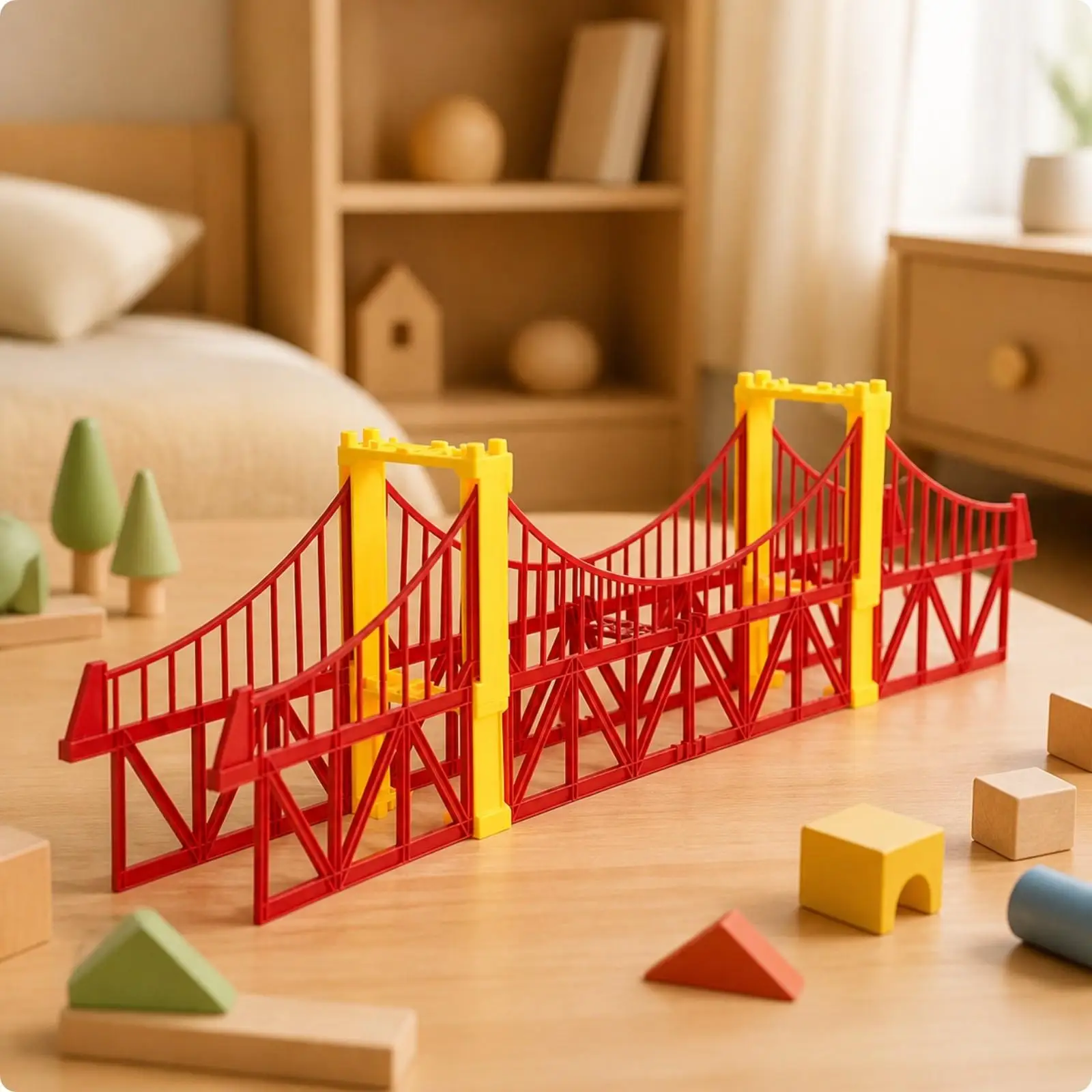 Freestanding Toy Train Bridge Works with Major Brands Elevated Toy Railway Bridge Sturdy for Kids, Imaginative Play, Room