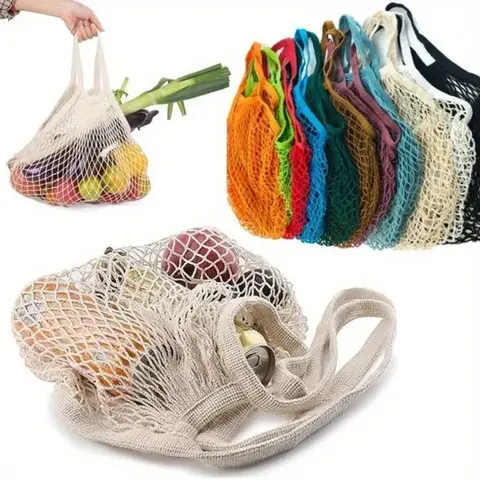 Reusable Fruit Vegetable Bag Washable Mesh Grocery Bags String Bags Net Shopping Bags Mesh Bags for Fruit Storage  Shopping bag