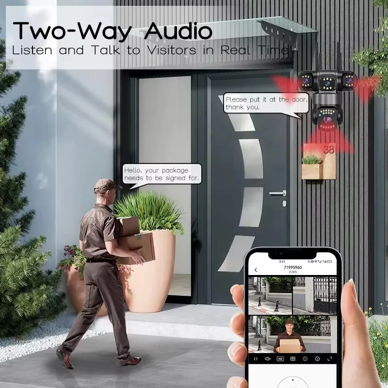 كاميرا Ptz خارجية متعددة العدسات تعمل بالواي فاي كاميرا ذكية بإمالة 360 درجة AI تتبع الإنسان كاميرا IP لاسلكية للأمن لمتجر المنزل #4