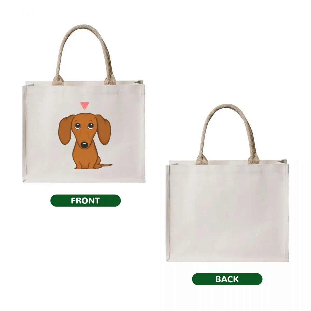 Cute Cartoon Dachshund with Heart Tote Bag Large bags for women Women's beach bags Lady bag