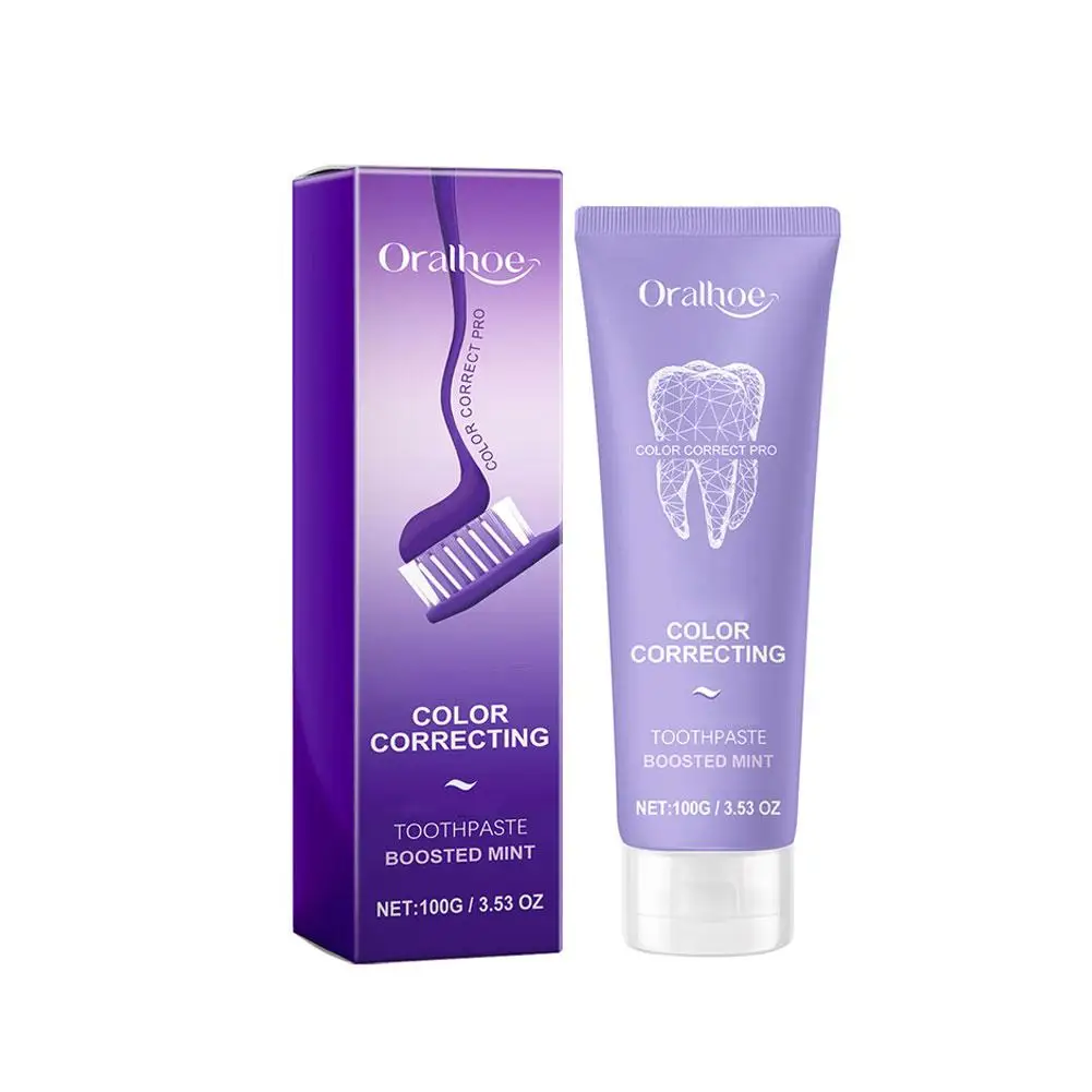 100g Purple Whitening Toothpaste Removal Tooth Stains Repairing Care For Teeth Gums Fresh Breath Brightening Teeth Care V3A2