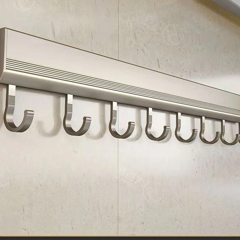 Ponsvrije Muur Gemonteerde Haken Rack Keukengerei Opberg Rij Haak Houder Badkamer Gewaad Handdoek Hangers Multifunctionele Haken