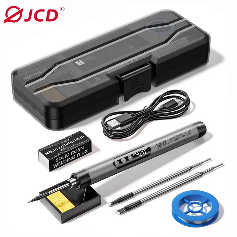 

USB Electric Soldering Iron Kit Mini Portable Cordless Adjustable Temperature 300-450℃ Smart 1000mAh Iron Welding Solder Tools