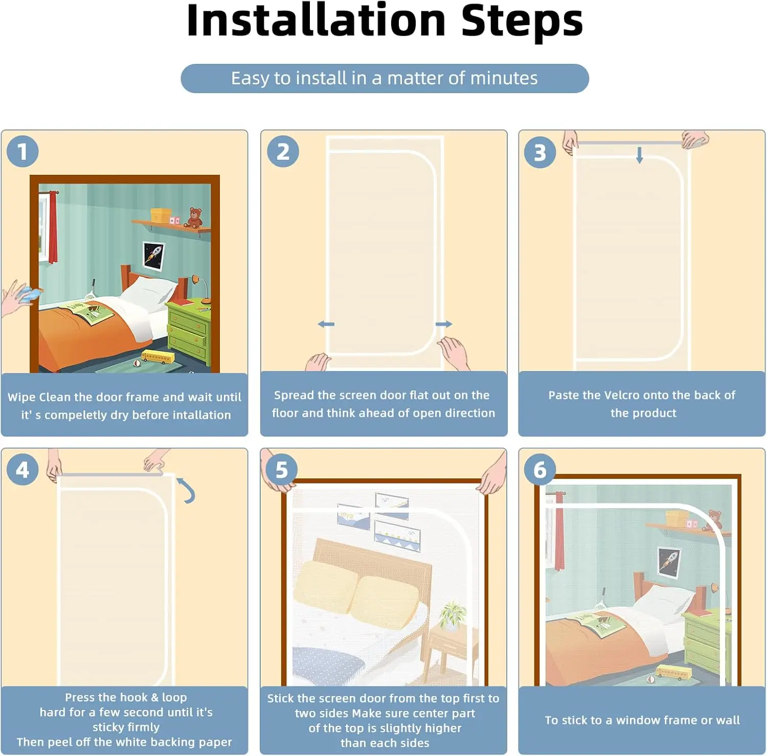 Nano Thickened Up & Left Opening Door Screen Anti-mosquito Mesh Screen for Pet  for Living Room,Kitchen,Bedroom with Zipper