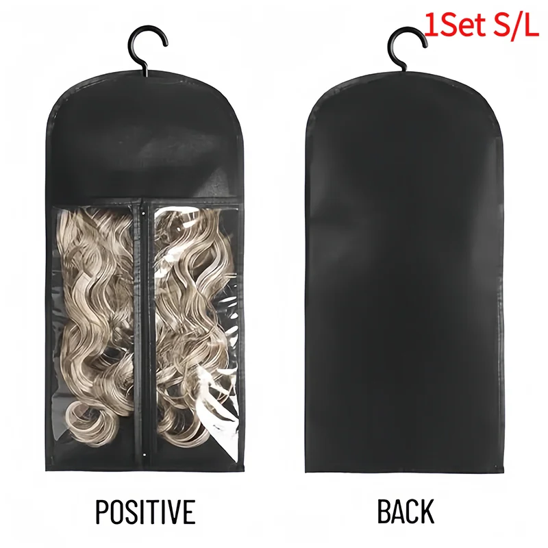 1Set Wig Storage Bag With Hanger Holder Case Wigs Pouch Water Dust-Proof Organizer Protect For Professional Hair Extensions.