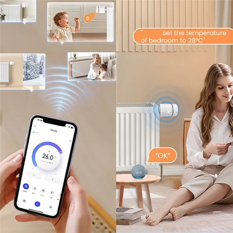A74E-Tuya Smart Temperature Control Valve Switch, APP-gesteuertes intelligentes sprachfähiges Hausautomationsgerät