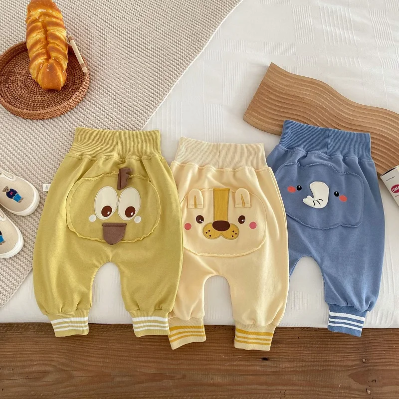 

For 0-2Years Baby Pant Newborn Boy Girl High Waist Cartoon Animal PP Trousers Loose Bottom Outwear Autumn Clothes