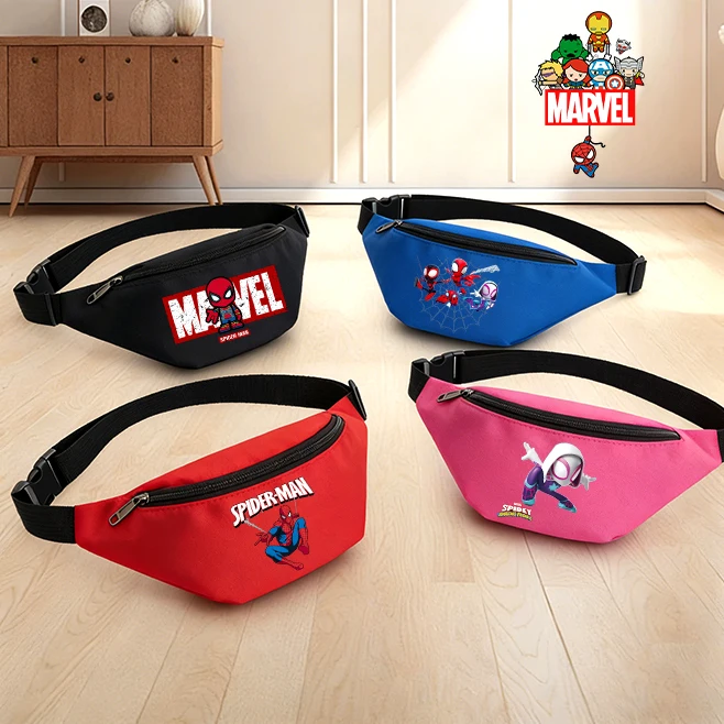 

Cute Spidermans Belt Pouch Sport Zipper Phone Packet Boy Man Waist Bag Runn Casual Kids Movie Cartoon Game Portable Outdoor Case