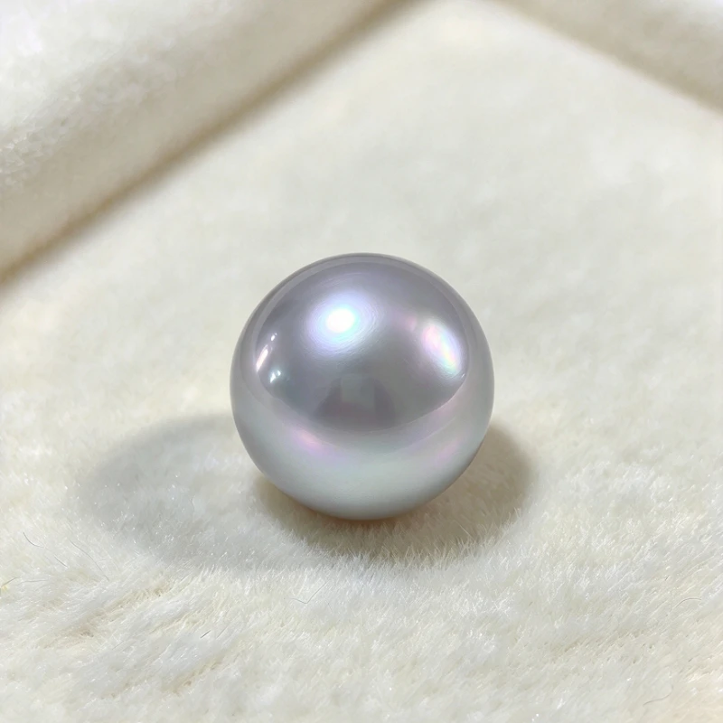 Natural 14-15mm Silver Grey Pearl, Round Shape, Loose Pearl for Jewelry Making Undrilled