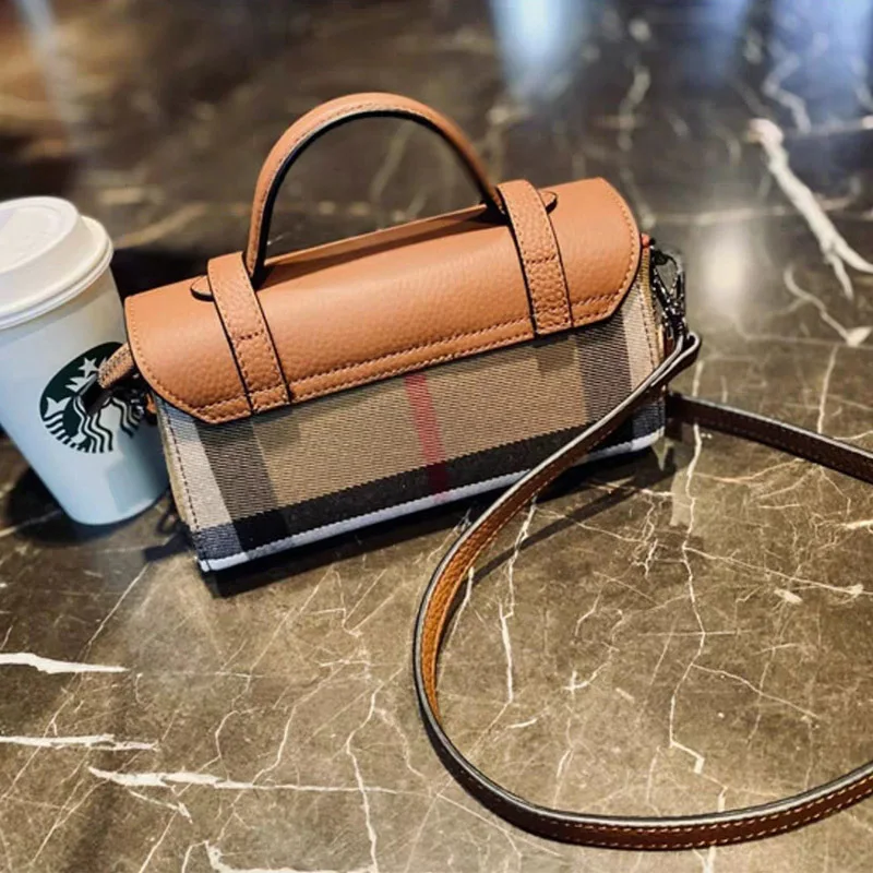 Cowhide Leather Women Bag Fashion Luxury Designer Canvas Purses And Handbags Retro Female Small Mini Crossbody Shoulder Bag Lock