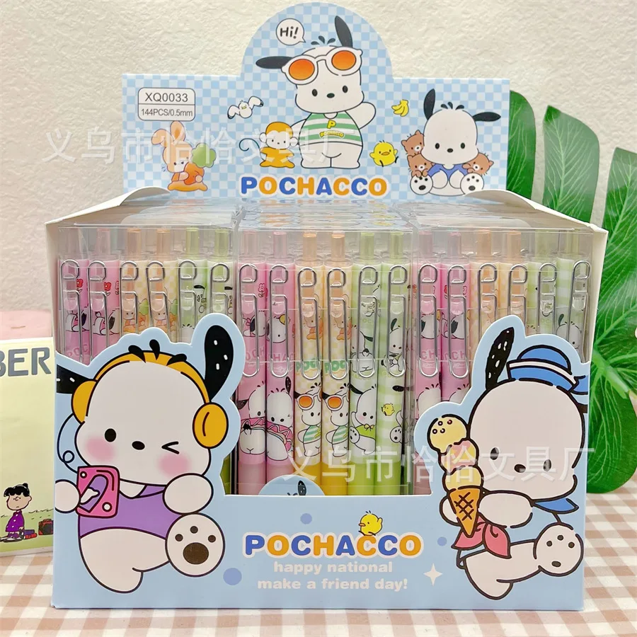 6Pcs Kawaii Sanrio Push Action Neutral Pen Pochacco Accessories Cute Anime 0.5Mm Student Stationery Office Toys for Girl Gift