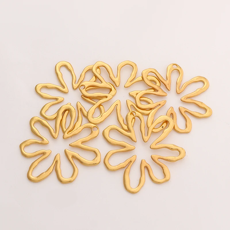 3 x Antique Gold Color Large Hollow Open Flower Charms Pendants For DIY Necklace Jewelry Making Findings Accessories 65x61mm
