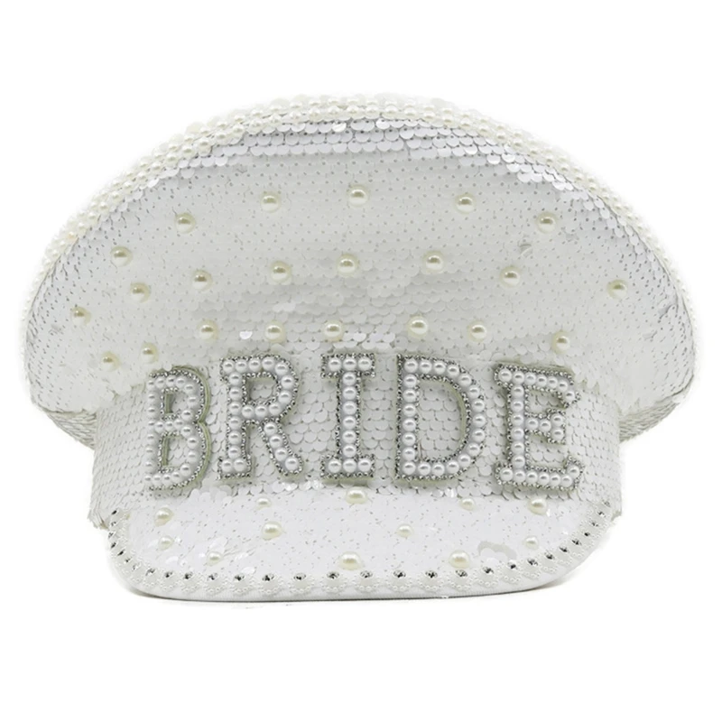 Wedding Bride Hat Adult Sequins Hat Carnivals Party Costume Bride Wedding Hat Captain Teenagers Wedding Supplies