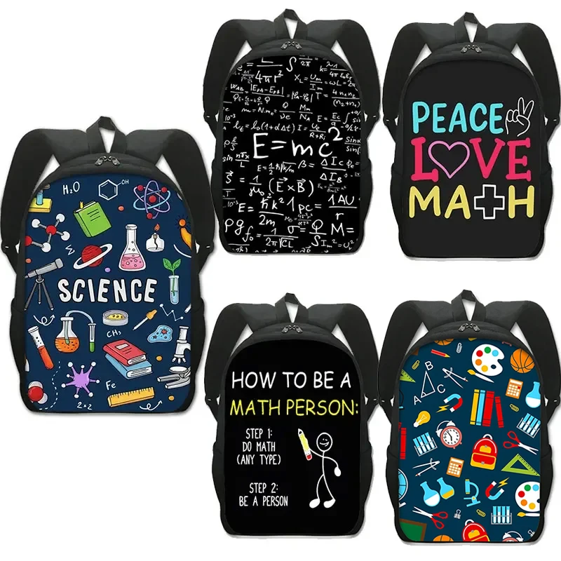 Physics Mathematics Chemistry Print backpack for teenage boy girl children school bags Science rucksack laptop backpack book bag