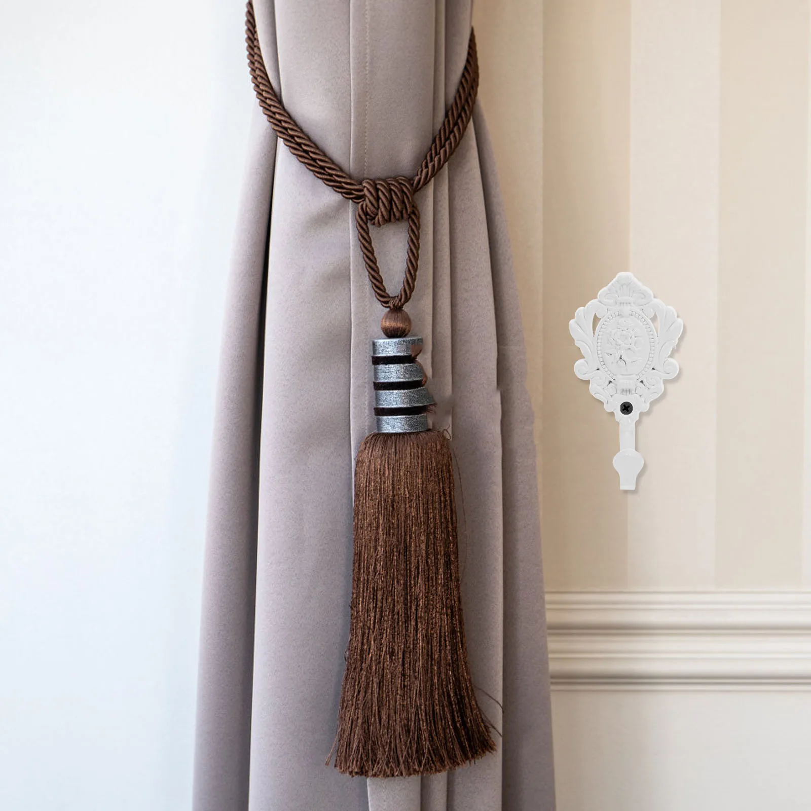 

2pcs Zinc Alloy Curtain Holdbacks Vintage Metal Drapery Hooks Wall Mount For Living Room Bedroom Curtain Accessories Decor