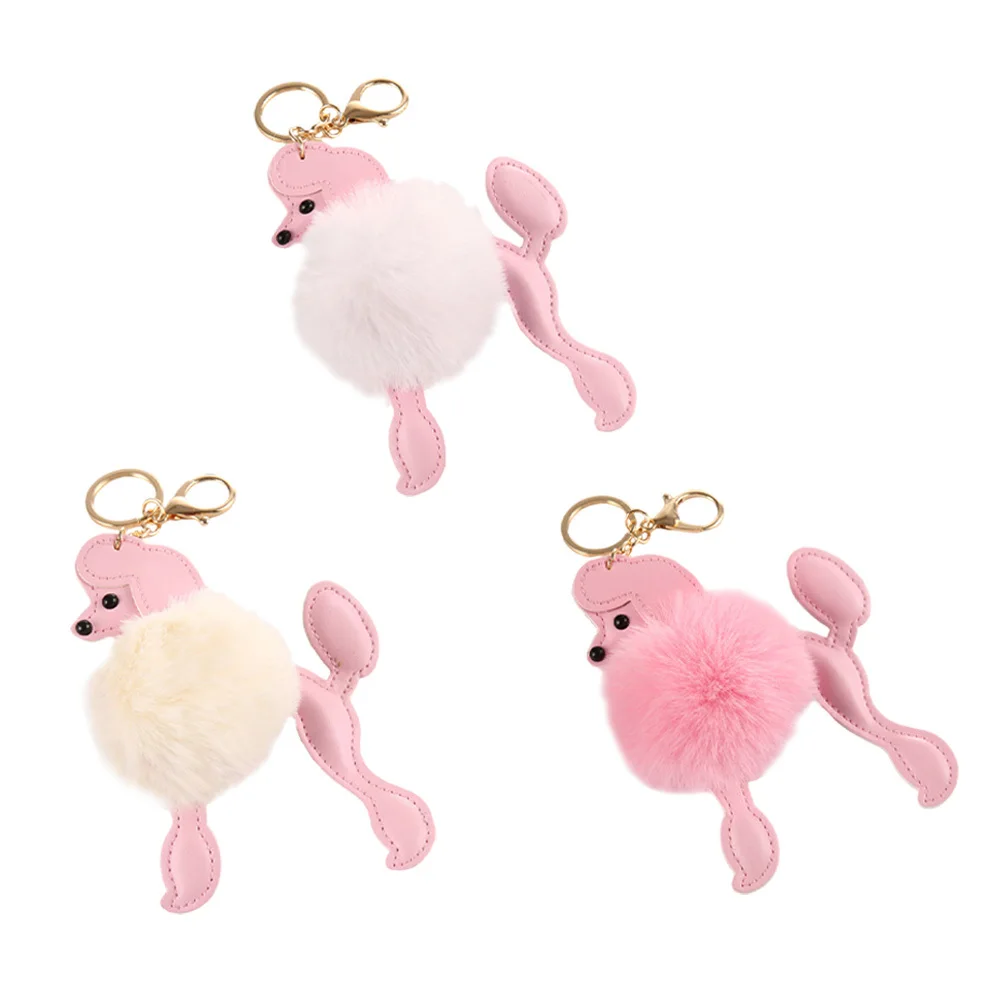 3 pçs premium poodle chaveiro decorações durável confortável toque mochila decoração presente chaveiro pingente pendurado decorações