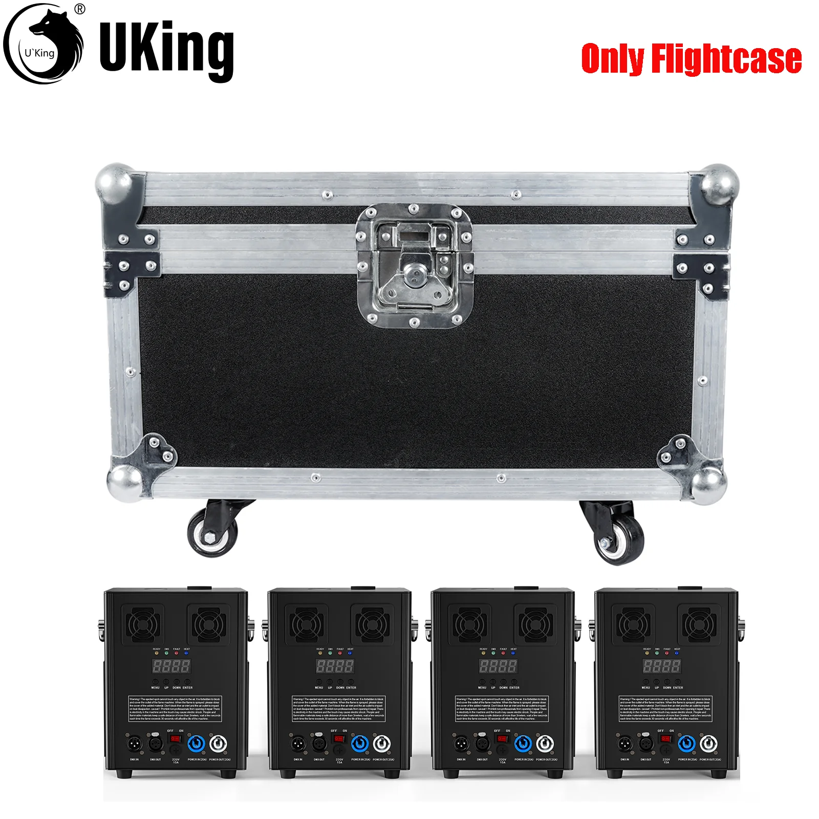

U'King Black Flight Case G-Tour Style PE Internal Padding Customized Airline Case For 4Pcs Cold Flame Electronic Spark Machine