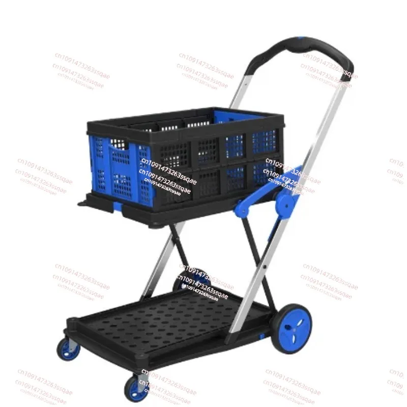 New Double Decker folding carts lightduty aluminum Shopping carts with Storage Crate