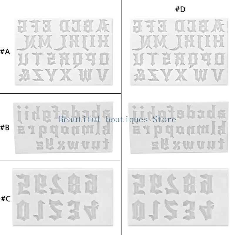 U4LF Gothic Font Letters Numbers Keychain Epoxy Resin Mold Handmade Alphabet Hanging Pendants Silicone Mould DIY Crafts Mould