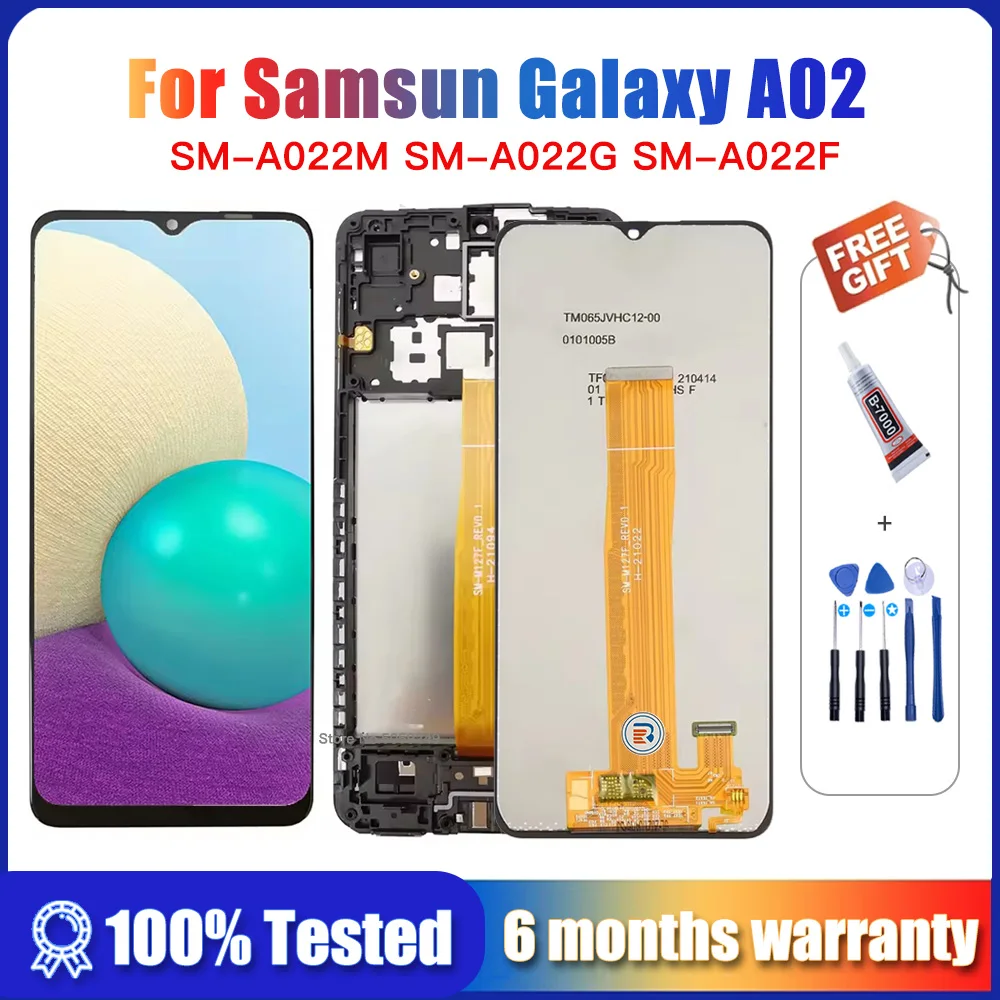 

6.5" AMOLED Screen For Samsun Galaxy A02 A022 A022M A022F A022G SM-A022F LCD Display With frame Touch Screen Digitizer Assembly