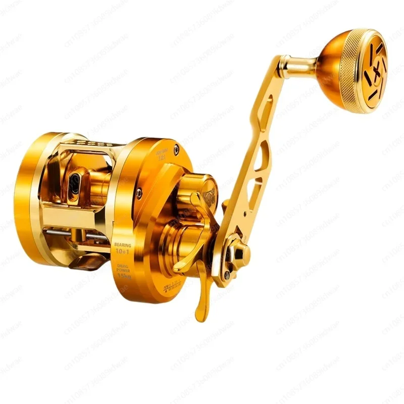 Light Jigging Fishing Reels 10+1BB Max Drag15kg Gear Ratio7.0:1 All-metal Boat Saltwater Baitcasting Reel