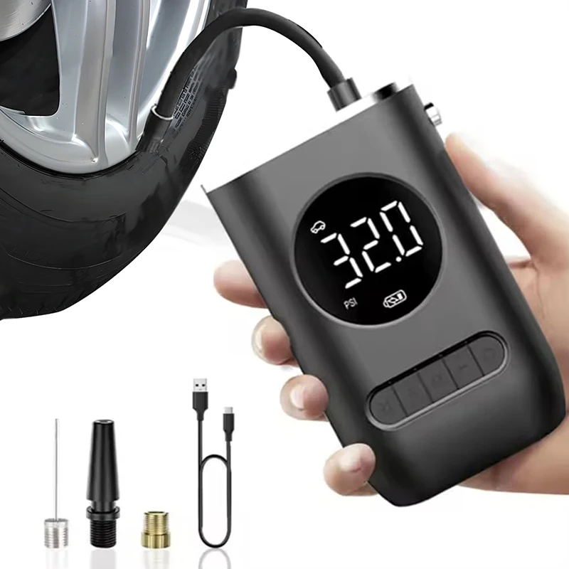 

Rechargeable Tyre Pressure Pump, 150 PSI, Digital Inflator with LED Light, Cordless Portable Air Compressor